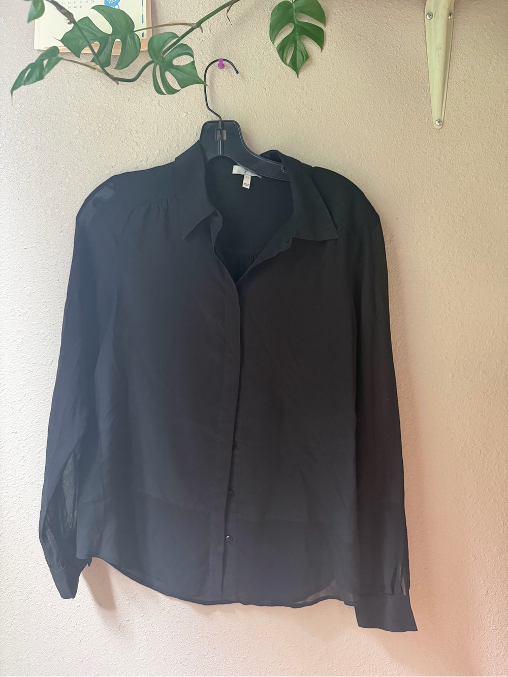 Joie Black Sheer Button-Down Blouse